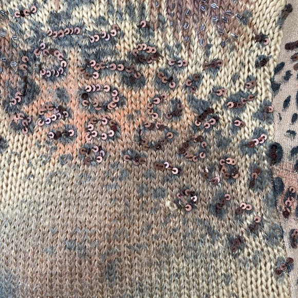 Vintage BCBGMaxAzria Y2K Beaded Mixed Media animal print sweater. Small - Picture 11 of 11